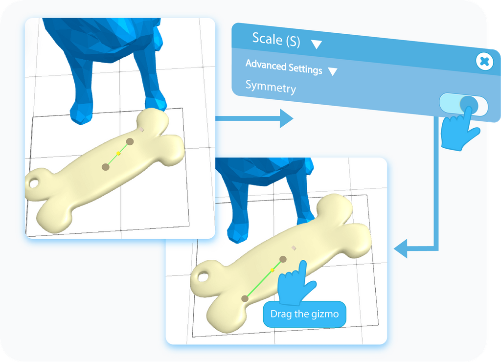 Toggle to enable the Symmetry setting for Scaling